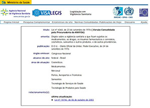 Classificação Anvisa / Legislação